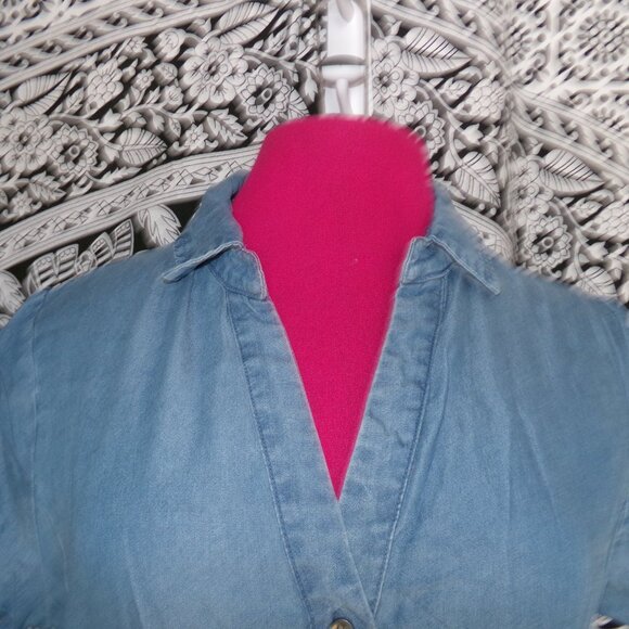 Active USA SS Button Down Denim Dress Sz L - Picture 3 of 8